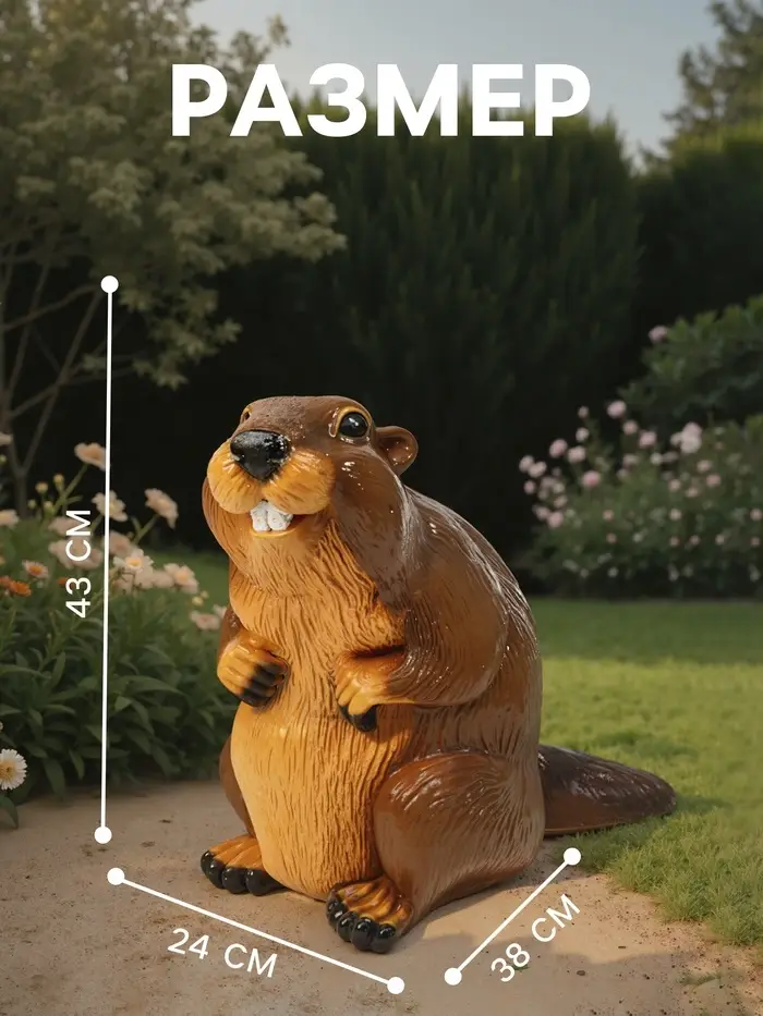 Садовая фигура из полистоуна &laquo;Бобер&raquo;, 43&times;38&times;24 см