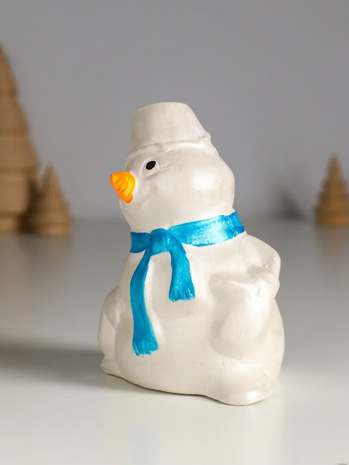 Фигура гипс "Снеговик" 10х6 см,  перламутр