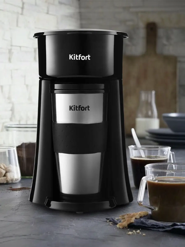 Кофеварка капельная с термокружкой КТ-729 - 650 Вт - 0.35 л