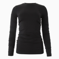 Лонгслив женский со сборкой MINAKU: Casual Collection цвет чёрный, р-р 46 Лонгслив женский со сборкой MINAKU: Casual Collection цвет чёрный, р-р 46