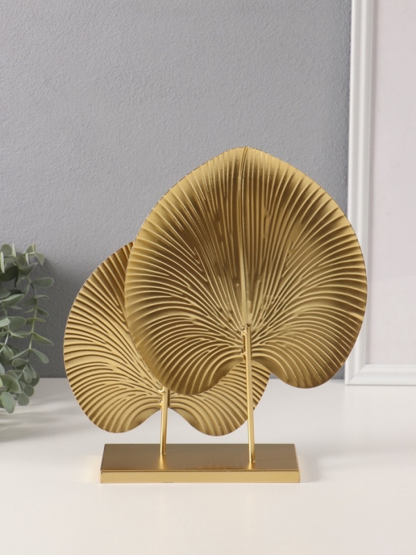 Сувенир металл "Крупные листья" синий 7,5х26х27,3 см