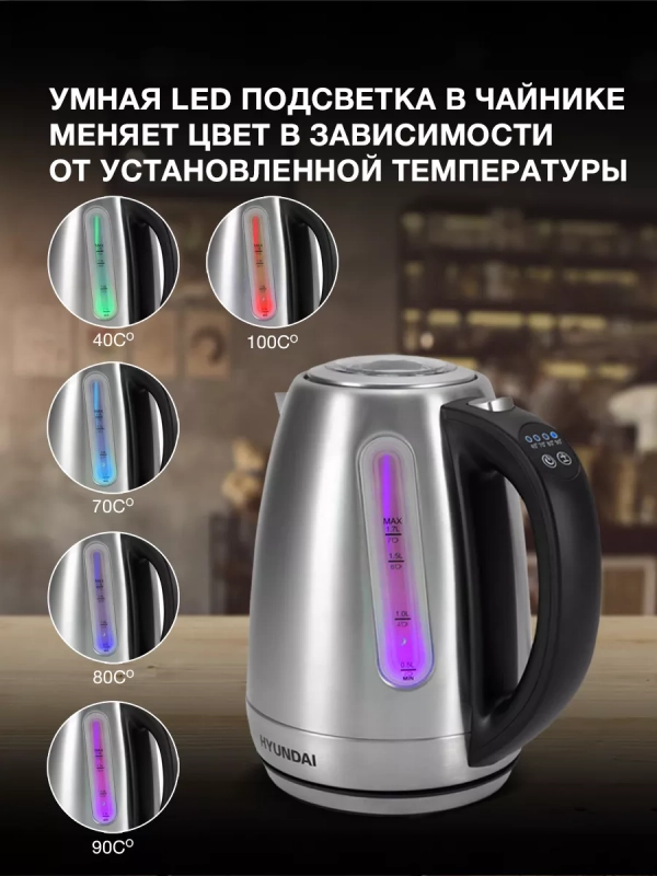 Чайник HYK-S8408 1.7л. 2200Вт серебристый