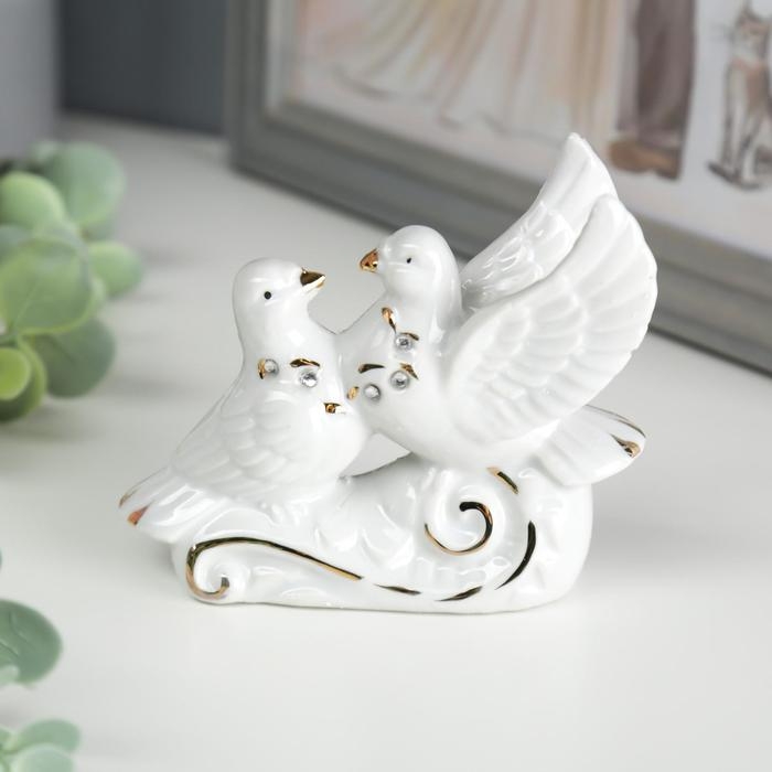 Фигурка керамика &laquo;2 голубя воркуют&raquo;, со стразами, 3.5&times;9.7&times;8.5 см