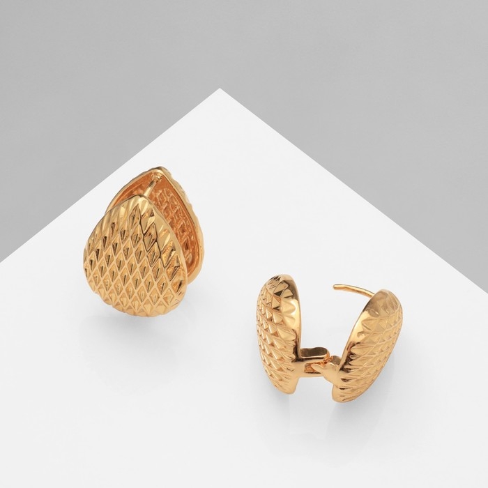 Серьги металл «Аккорд» орнамент, капля, цвет золото Серьги металл «Аккорд» орнамент, капля, цвет золото