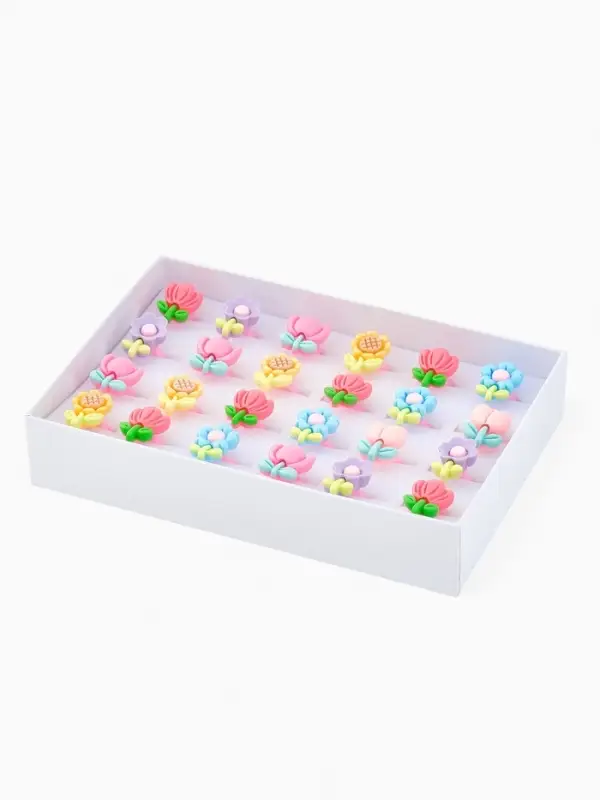 Кольцо &laquo;Выбражулька&raquo; цветы, форма МИКС, цветное, безразмерное