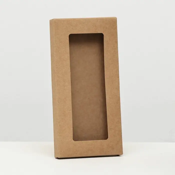 Коробка под плитку шоколада, крафт, с окном, 18&times;9&times;1.4 см