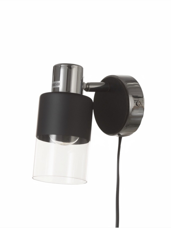 Спот "Берта" 1хЕ14 40Вт черно-хромовый 19х8х15 см