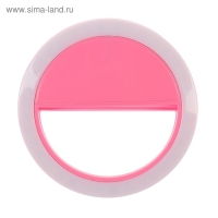 Светодиодная кольцевая лампа для телефона Luazon AKS-03, от батареек, 3 режима, розовая Светодиодная кольцевая лампа для телефона Luazon AKS-03, от батареек, 3 режима, розовая