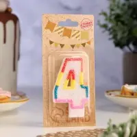 Свеча для торта &laquo;Цифра 4&raquo;, 7 см