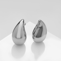 Серьги пластик &laquo;Капля&raquo; крупная, цвет серебро