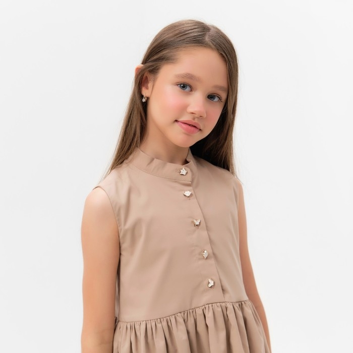 Платье для девочки MINAKU: Cotton collection цвет бежевый, р-р 122 Платье для девочки MINAKU: Cotton collection цвет бежевый, р-р 122