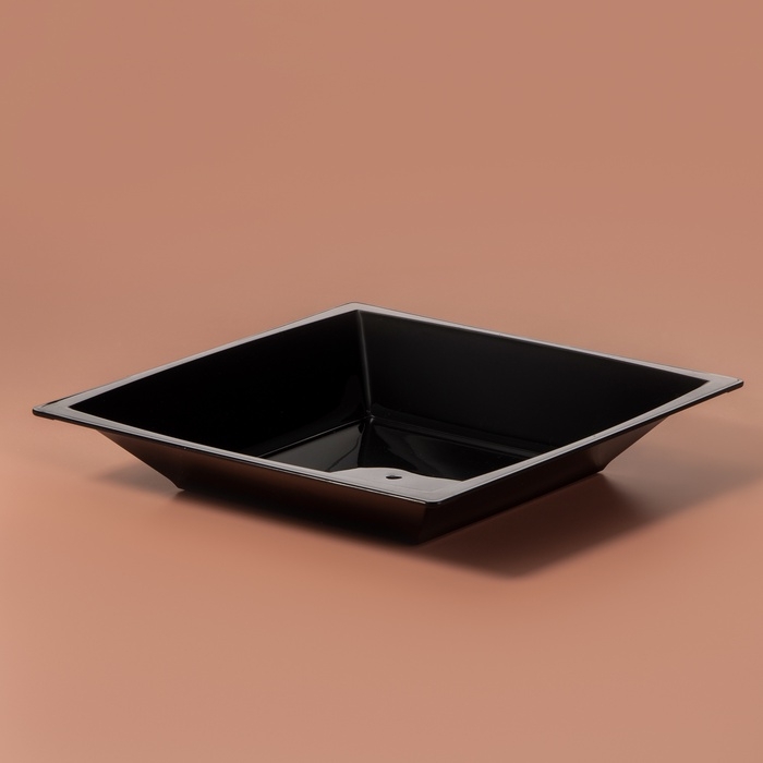 Тарелка пластиковая одноразовая, 17,2&times;17,2 см, квадратная, глубокая, МИКС