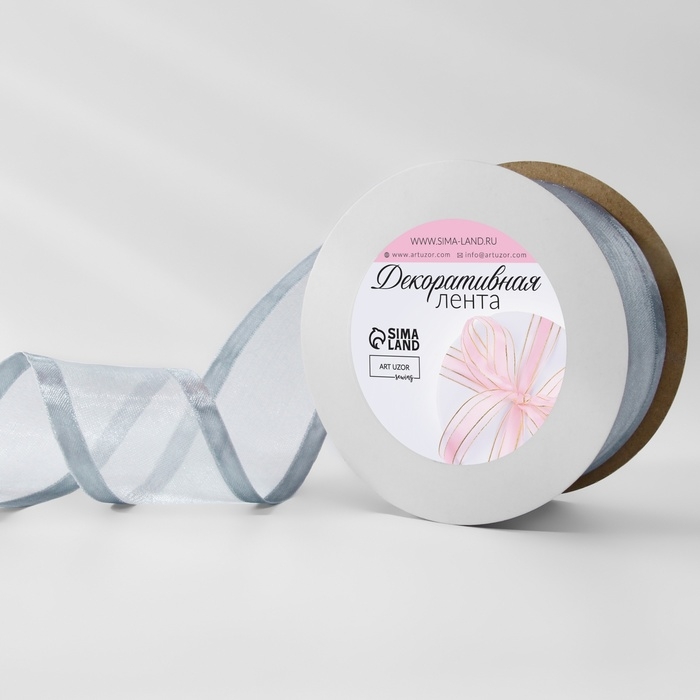 Лента декоративная, капроновая/атласная, 40 мм, 18 ± 1 м, цвет серебряный Лента декоративная, капроновая/атласная, 40 мм, 18 ± 1 м, цвет серебряный