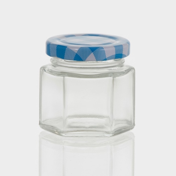 Банка стеклянная для хранения сыпучих продуктов &laquo;Классика&raquo;, 65 мл, 5,5&times;5,4 см, с металлической крышкой, цвет синий