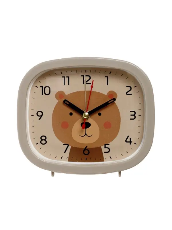 Будильник "Медежонок", плавный ход,  12.5х10.5 см, бежевый