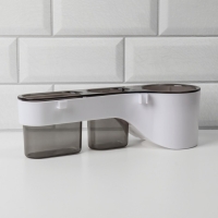 Органайзер для хранения, навесной, 3 секции, с клеевой основой, 28,7 &times; 10,5 &times; 8,5 см, цвет коричневый/белый