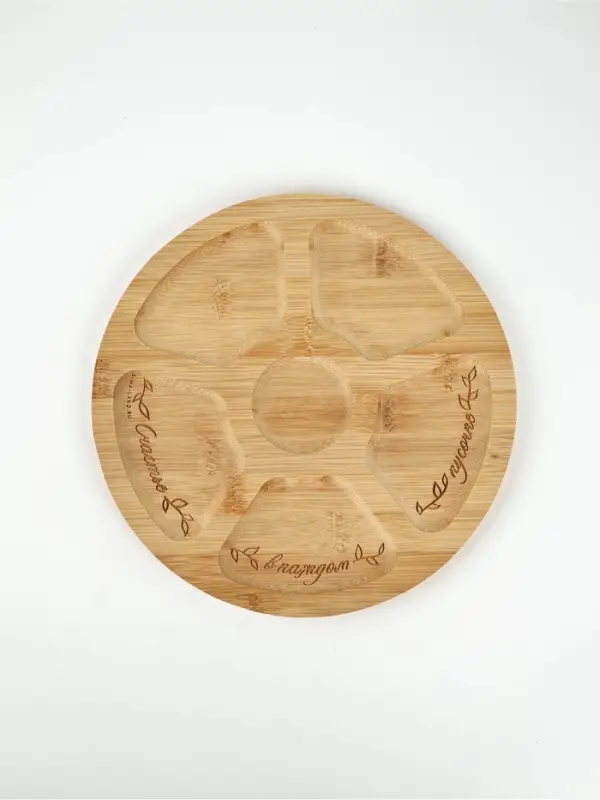 Менажница круглая &laquo;Цветы&raquo;, бамбук, 25 см