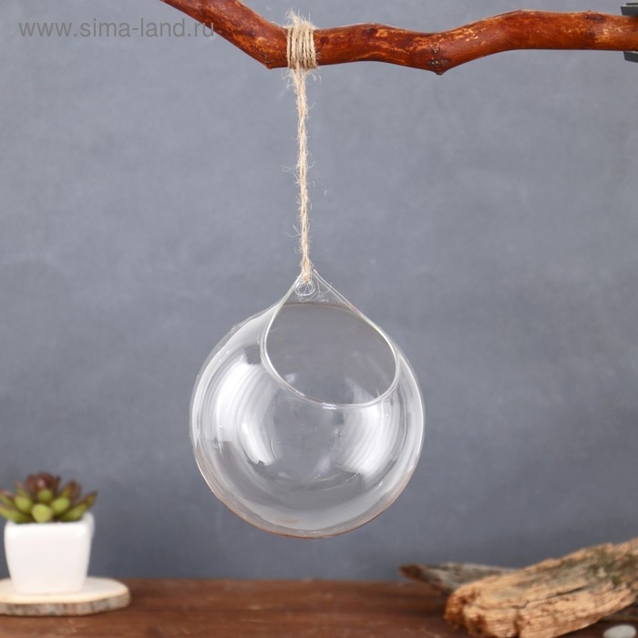 Флорариум "Шар капля" с верёвкой, 12х12х13 см