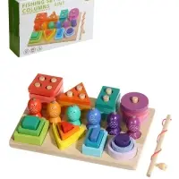 Детская деревянная пирамидка сортер с удочкой