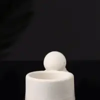 Подсвечник "Заяц с чашей" 8х6х4 см, натуральный, гипс