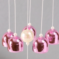 Музыка ветра металл от сглаза "Мишка с 6 колокольчиками" розовый h=53см Музыка ветра металл от сглаза "Мишка с 6 колокольчиками" розовый h=53см