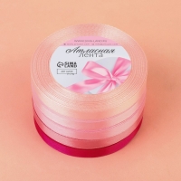 Набор атласных лент, 5 шт, размер 1 ленты: 10 мм × 23 ± 1 м, цвет розовый спектр Набор атласных лент, 5 шт, размер 1 ленты: 10 мм × 23 ± 1 м, цвет розовый спектр