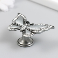 Ручка для шкатулки металл "Бабочка" стразы, состаренное серебро 3,6х5,5х2,2 см Ручка для шкатулки металл "Бабочка" стразы, состаренное серебро 3,6х5,5х2,2 см