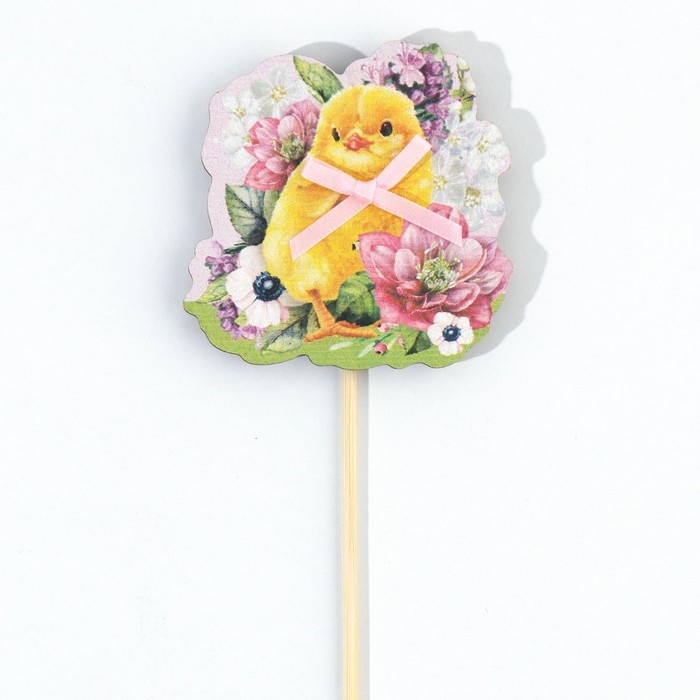 Топпер деревянный для украшения кулича &laquo;Цыплёнок&raquo; на пасху, 6.2&times;6.2 см