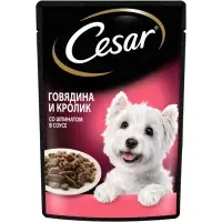 Влажный корм Cesar для собак, говядина/кролик/шпинат, пауч, 85 г