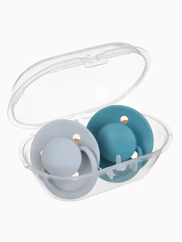 Набор классических пустышек, 2 шт., латекс, серый/серо-синий, в контейнере, от 6 мес., M&B