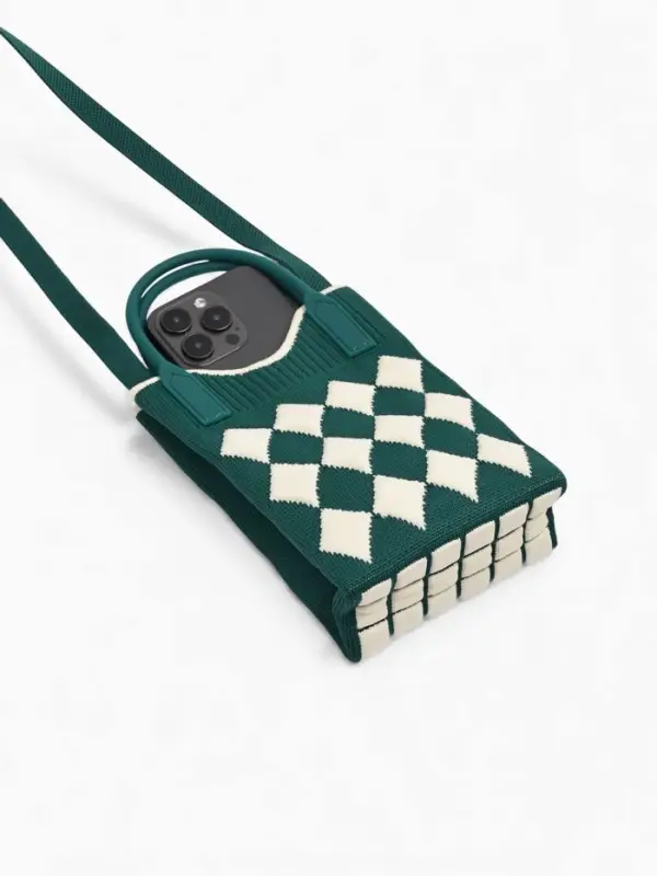 Сумка подр Ромбы, 12*4*17, отд на кнопке, дл ремень, зеленый