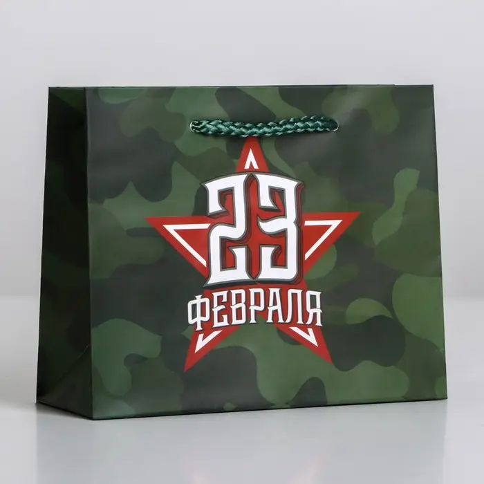 Пакет подарочный ламинированный, упаковка, &laquo;С 23 февраля&raquo;, S 15 х 12 х 5.5 см
