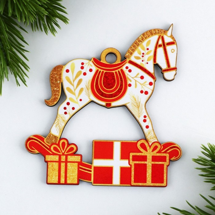 Ёлочная игрушка новогодняя &laquo;Конь&raquo;, на Новый год, 8,8 х 9,2 см