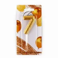 Свеча для торта, цифра, блестящая &laquo;7&raquo;, золото, 9,5 х 4 см