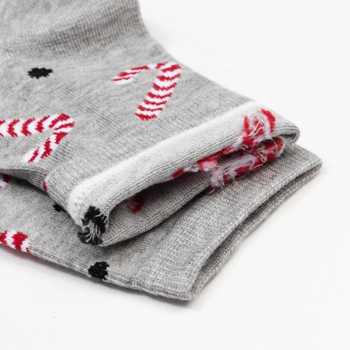 Носки новогодние мужские &laquo;Леденцы&raquo; цвет серый, размер 25