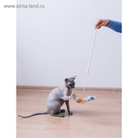 Дразнилка с махровой мышкой (7 см) на деревянной палочке, 40 см, микс цветов