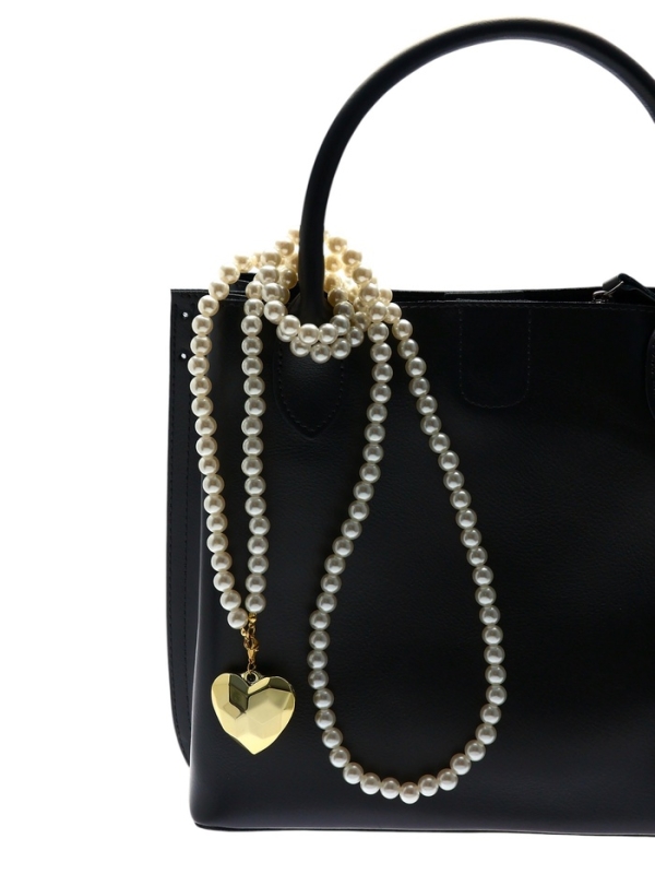 Портупея жемчужная с кулоном &laquo;Сердце&raquo;, 129 см, белая в золоте