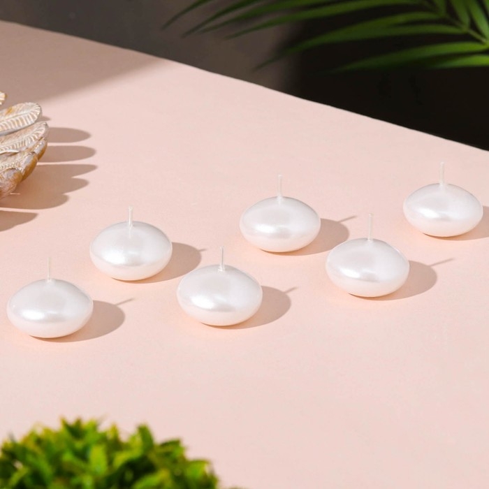 Набор плавающих свечей "Овал", 6 штук, перламутровая, 4&times;2см