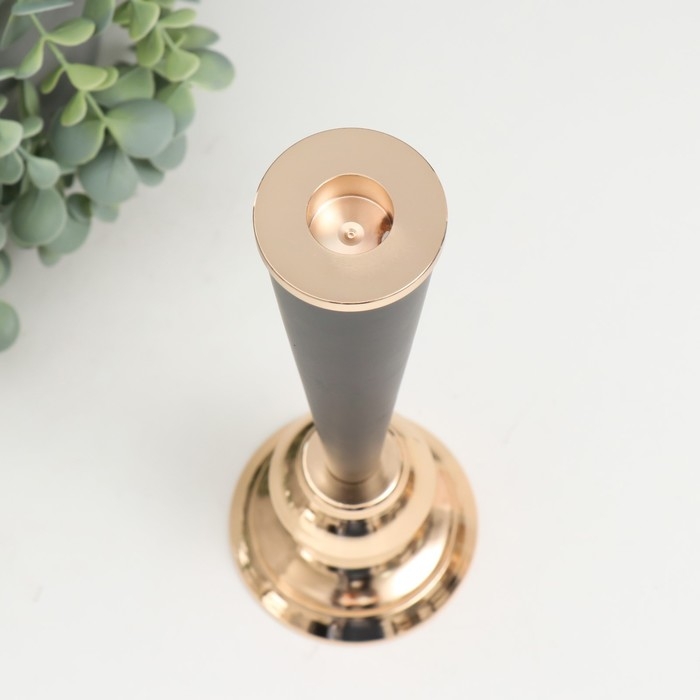 Подсвечник металл на 1 свечу "Эвиан" d=1,5 см чёрный с золотом 9х28 см