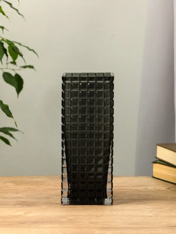 Ваза стекло настольная "Валери" кубики, 24,5х10 см, серый