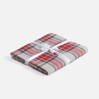 Плед &laquo;Валдай&raquo;, бежевый с красным и синим