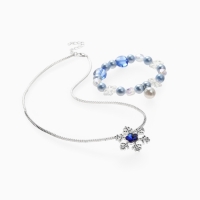 Набор детский "Выбражулька" 2 пр-та: кулон, браслет, зимняя принцесса, цвет бело-голубой Набор детский "Выбражулька" 2 пр-та: кулон, браслет, зимняя принцесса, цвет бело-голубой