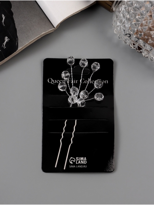 Шпилька для волос Шпилька для волос "Эмилия" шарики, 9х5 см, прозрачный