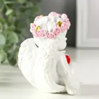 Сувенир полистоун свет "Ангел - воздушный поцелуй в форме сердца" белый 6,8х6х7,3 см