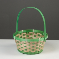 Корзина плетеная, бамбук, 21х21х10/24 см, зеленая