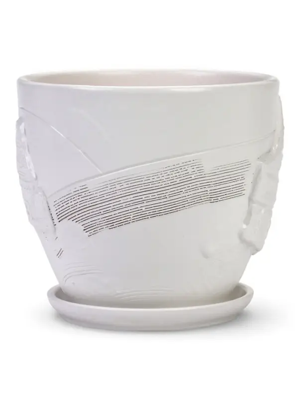 Горшок цветочный с поддоном 2,5 л, d18/h16 см белый керамика, "Голландия" (М)