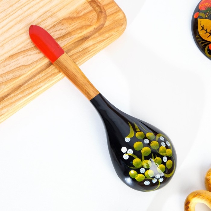 Ложка &laquo;Чернушка&raquo;, салатная, 6&times;21, хохлома