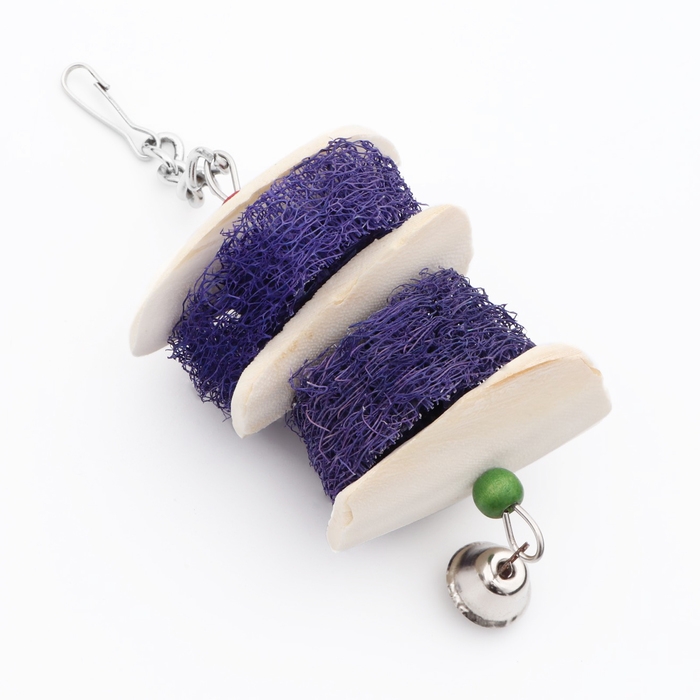 Игрушка с панцирем каракатицы, люфой и колокольчиком, 20 х 5 см, фиолетовая