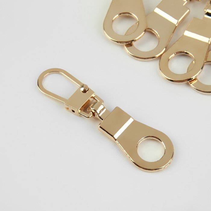 Пуллер для молнии, металлический, 4 &times; 1,2 см, 5 шт, цвет золотой