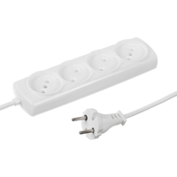 Удлинитель Luazon Lighting ECO, 4 розетки, 5 м, 10 А, 2200 Вт, ПВС 2х0.75 мм2, без з/к,белый